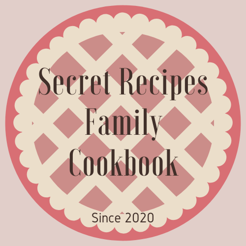 Secret Family Receipes Cookbook logo--Company name and est. 2020 over pie symbol